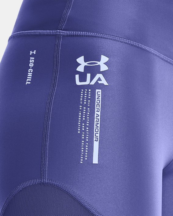 Women's UA HeatGear® Iso-Chill Shorty, Purple, pdpMainDesktop image number 3